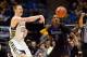 Jan 20, 2016; Milwaukee, WI, USA; Marquette Golden Eagles forward Henry Ellenson (13) gets a pass away from DePaul Blue Demons forward Rashaun Stimage (3) in the second half at BMO Harris Bradley Center. The Blue Demons beat the Golden Eagles 57-56. Man