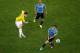 RIO DE JANEIRO, BRAZIL - JUNE 28: James Rodriguez of Colombia shoots and scores his team's first goal during the 2014 FIFA World Cup Brazil round of 16 match between Colombia and Uruguay at Maracana on June 28, 2014 in Rio de Janeiro, Brazil. (Photo by