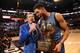 TORONTO, ON - FEBRUARY 13: Craig Sager interviews Karl-Anthony Towns #32 of the Minnesota Timberwolves after he receives the Taco Bell Skills Challege award during the Taco Bell Skills Challenge as part of NBA All-Star 2016 on February 13, 2016 at Air Can