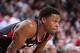 PORTLAND, OR - FEBRUARY 4: Kyle Lowry #7 of the Toronto Raptors looks on during the game against the Portland Trail Blazers on February 4, 2016 at the Moda Center in Portland, Oregon. NOTE TO USER: User expressly acknowledges and agrees that, by download