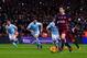 BARCELONA, SPAIN - FEBRUARY 14: Lionel Messi of FC Barcelona passes to his teammate Luis Suarez of FC Barcelona from the penalty spot to scores his team's fourth goal during the La Liga match between FC Barcelona and Celta Vigo at Camp Nou on February 14