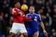 LONDON, ENGLAND - FEBRUARY 07 : Anthony Martial of Manchester United and Branislav Ivanovic of Chelsea during the Barclays Premier League match between Chelsea and Manchester United at Stamford Bridge on February 7, 2016 in London, England. (Photo by Ca