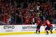 WASHINGTON, DC - FEBRUARY 16: Nate Schmidt #88 looks on as teammate Evgeny Kuznetsov #92 of the Washington Capitals celebrates after scoring a third period goal against the Los Angeles Kings during their 3-1 win at Verizon Center on February 16, 2016 in W