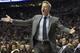 Feb 19, 2016; Portland, OR, USA; Golden State Warriors head coach Steve Kerr reacts to a call during the first quarter of the game against the Portland Trail Blazers at the Moda Center at the Rose Quarter. Mandatory Credit: Steve Dykes-USA TODAY Sports