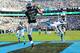 CHARLOTTE, NC - JANUARY 17: Jermaine Kearse #15 of the Seattle Seahawks makes a catch for a touchdown against the Carolina Panthers during the NFC Divisional Playoff Game at Bank Of America Stadium on January 17, 2016 in Charlotte, North Carolina. (Photo