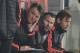 HERNING, DENMARK - FEBRUARY 18: Louis van Gaal (L) Manager of Manchester United and Ryan Giggs (C) assistant manager look on during the UEFA Europa League round of 32 first leg match between FC Midtjylland and Manchester United at Herning MCH Multi Arena