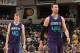 INDIANAPOLIS, IN - FEBRUARY 10: Cody Zeller #40 and Frank Kaminsky III #44 of the Charlotte Hornets during the game against the Indiana Pacers on February 10, 2016 at Bankers Life Fieldhouse in Indianapolis, Indiana. NOTE TO USER: User expressly acknowled