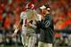 Alabama offensive coordinator Lane Kiffin (right) with former QB Jake Coker