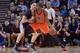 OAKLAND, CA - FEBRUARY 06: Kevin Durant #35 of the Oklahoma City Thunder backs in on Klay Thompson #11 of the Golden State Warriors during an NBA basketball game at ORACLE Arena on February 6, 2016 in Oakland, California. NOTE TO USER: User expressly ack