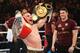 MANCHESTER, ENGLAND - FEBRUARY 27: Carl Frampton celebrates with belts after a points victory over Scott Quigg after their World Super-Bantamweight title contest at Manchester Arena on February 27, 2016 in Manchester, England. Frampton's victory united t
