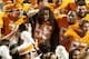 Nov 28, 2015; Knoxville, TN, USA; Tennessee Volunteers linebacker Curt Maggitt (56) celebrates with teammates after the game against the Vanderbilt Commodores at Neyland Stadium. Tennessee won 53-28. Mandatory Credit: Randy Sartin-USA TODAY Sports