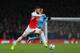 LONDON, ENGLAND - FEBRUARY 23 : Olivier Giroud of Arsenal and Neymar of FC Barcelona during the UEFA Champions League match between Arsenal and Barcelona at the Emirates Stadium on February 23, 2016 in London, United Kingdom. (Photo by Catherine Ivill -