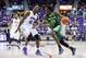 Feb 27, 2016; Fort Worth, TX, USA; Baylor Bears forward Taurean Prince (21) drives to the basket as TCU Horned Frogs forward JD Miller (15) defends during the second half at Ed and Rae Schollmaier Arena. Mandatory Credit: Kevin Jairaj-USA TODAY Sports