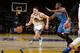 OAKLAND, CA - MARCH 3: Klay Thompson #11 of the Golden State Warriors handles the ball during the game against the Oklahoma City Thunder on March 3, 2016 at ORACLE Arena in Oakland, California. NOTE TO USER: User expressly acknowledges and agrees that, by