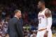 OKLAHOMA CITY, OK- FEBRUARY 21: Head coach Tyronn Lue of the Cleveland Cavaliers talks with LeBron James #23 of the Cleveland Cavaliers during the game against the Oklahoma City Thunder on February 21, 2016 at Chesapeake Energy Arena in Oklahoma City, Ok