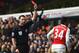 LONDON, ENGLAND - MARCH 05: Francis Coquelin (R) of Arsenal is shown a red card by referee Michael Oliver (L) during the Barclays Premier League match between Tottenham Hotspur and Arsenal at White Hart Lane on March 5, 2016 in London, England. (Photo b