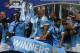 LONDON, ENGLAND - FEBRUARY 28 : Vincent Kompany of Manchester City lifts the cup as Manchester City celebrate with the Capital One cup trophy after the Capital One Cup Final match between Liverpool and Manchester City at Wembley Stadium on February 28, 2