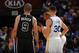 OAKLAND, CA - JANUARY 25: Tony Parker #9 of the San Antonio Spurs and Stephen Curry #30 of the Golden State Warriors on January 25, 2016 at Oracle Arena in Oakland, California. NOTE TO USER: User expressly acknowledges and agrees that, by downloading and