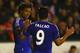WALSALL, ENGLAND - SEPTEMBER 23: Loic Remy of Chelsea (L) celebrates with Radamel Falcao Garcia as he scores their second goal during the Capital One Cup third round match between Walsall and Chelsea at Banks's Stadium on September 23, 2015 in Walsall, E