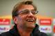 LIVERPOOL, ENGLAND - MARCH 09: Jurgen Klopp, Manager of Liverpool smiles during a press conference ahead of the UEFA Europa League round of 16 first leg match between Liverpool and Manchester United at Melwood Training Ground on March 9, 2016 in Liverpoo