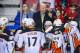Feb 15, 2016; Calgary, Alberta, CAN; Anaheim Ducks head coach Bruce Boudreau on his bench against the Calgary Flames during the third period at Scotiabank Saddledome. Anaheim Ducks won 6-4. Mandatory Credit: Sergei Belski-USA TODAY Sports