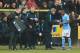NORWICH, ENGLAND - MARCH 12: Manuel Pellegrini (2nd R), manager of Manchester City instructs his player Fernandinho (1st R) during the Barclays Premier League match between Norwich City and Manchester City at Carrow Road on March 12, 2016 in Norwich, Engl
