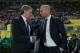 LAS PALMAS, SPAIN - MARCH 13: Headcoach Zinedine Zidane (R) of Real Madrid CF shakes hands with Quique Setien (L) of UD Las Palmas during the La Liga match between UD Las Palmas and Real Madrid CF at Estadio de Gran Canaria on March 13, 2016 in Las Palmas
