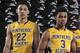 SPRINGFIELD, MA - JANUARY19: The Monteverde Academy varsity basketball players #22 Ben Simmons, #3 D'Angelo Russell and #15 Chris Egi pose for a portrait during the 2014 Spaulding Hoop Hall Classic on December 19, 2014 at the Basketball Hall of Fame in Sp