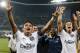 MONTPELLIER, FRANCE - MAY 16: Thiago Silva and David Luiz of PSG celebrates the victory of PSG in French Ligue 1 Championship after their victory in the French Ligue 1 match between Montpellier Herault SC (MHSC) and Paris Saint-Germain (PSG) at Stade de