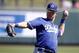 Mar 13, 2016; Salt River Pima-Maricopa, AZ, USA; Los Angeles Dodgers center fielder Joc Pederson (31) warms up before a spring training game against the Colorado Rockies at Salt River Fields at Talking Stick. Mandatory Credit: Rick Scuteri-USA TODAY Sport