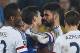 Chelsea's Brazilian-born Spanish striker Diego Costa (2nd R) and Everton's English midfielder Gareth Barry clash in the incident leading to Costa's second yellow card during the English FA cup quarter-final football match between Everton and Chelsea at Go