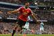 Manchester United's English striker Marcus Rashford celebrates scoring his team's first goal during the English Premier League football match between Manchester City and Manchester United at the Etihad Stadium in Manchester, north west England, on March 2