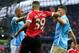 Rashford stands up for himself after his penalty claim.