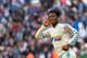 Marseille's Belgian forward Michy Batshuayi celebrates after scoring the 1-1 goal during the French L1 football match between Olympique de Marseille and Saint-Etienne at Velodrome Stadium in Marseille, southern France, on February 21, 2016. The match ende
