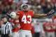 Nov 7, 2015; Columbus, OH, USA; Ohio State Buckeyes linebacker Darron Lee (43) gets the crowd fired up during first quarter action versus the Minnesota Golden Gophers at Ohio Stadium. Ohio State leads 14-0 at halftime. Mandatory Credit: Joe Maiorana-USA T