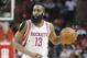 Mar 25, 2016; Houston, TX, USA; Houston Rockets guard James Harden (13) dribbles the ball against the Toronto Raptors in the second quarter at Toyota Center. Mandatory Credit: Thomas B. Shea-USA TODAY Sports