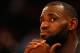 NEW YORK, NY - MARCH 26: LeBron James #23 of the Cleveland Cavaliers looks on during the game against the New York Knicks during their game at Madison Square Garden on March 26, 2016 in New York City. NOTE TO USER: User expressly acknowledges and agrees