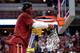 ANAHEIM, CA - MARCH 26: Buddy Hield #24 of the Oklahoma Sooners cuts down a piece of the net after the Sooners 80-68 victory against the Oregon Ducks in the NCAA Men's Basketball Tournament West Regional Final at Honda Center on March 26, 2016 in Anaheim