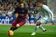 Barcelona's Argentinian forward Lionel Messi (L) vies with Real Madrid's French defender Raphael Varane during the Spanish league 'Clasico' football match Real Madrid CF vs FC Barcelona at the Santiago Bernabeu stadium in Madrid on November 21, 2015.