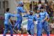Afghanistan's players celebrate after the wicket of West Indies's batsman Andre Russell during the World T20 cricket tournament match between West Indies and Afghanistan at The Vidarbha Cricket Association Stadium in Nagpur on March 27, 2016. / AFP / PUNI
