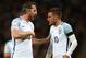 LONDON, ENGLAND - MARCH 29: Harry Kane talks with Jamie Vardy of England during the International Friendly match between England and Netherlands at Wembley Stadium on March 29, 2016 in London, England. (Photo by Paul Gilham/Getty Images)