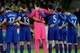Croatian players (L to R) Mario Manduki?, Gordon Schildenfeld, goalkeeper Lovre Kalinic, Vedran ?orluka, ime Vrsaljko and Marcelo Brozovi? observe a minute of silence for the victims of the Brussels attack ahead the friendly football match Hungary v Croat