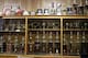 The basketball trophy case at Oak Hill Academy.