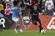 May 8, 2016; Washington, DC, USA; D.C. United midfielder Nick DeLeon (14) moves across the pitch as New York City FC defender Ronald Matarrita (22) defends during the second half at Robert F. Kennedy Memorial. New York City FC defeated D.C. United 2-0. M