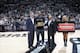 SAN ANTONIO, TX - APRIL 19: Kawhi Leonard #2 of the San Antonio Spurs is awarded the 2015-16 Kia NBA Defensive Player of the Year Award before Game Two of the Western Conference Quarterfinals against the Memphis Grizzlies during the 2016 NBA Playoffs on