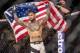 May 29, 2016; Las Vegas, NV, USA; Cody Garbrandt (blue gloves) reacts after defeating Thomas Almeida (red gloves) during UFC Fight Night at Mandalay Bay Events Center. Mandatory Credit: Joshua Dahl-USA TODAY Sports