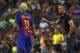 Barcelona's coach Luis Enrique (R) gives instructions to Barcelona's Brazilian forward Neymar during the UEFA Champions League football match FC Barcelona vs Celtic FC at the Camp Nou stadium in Barcelona on September 13, 2016. / AFP / LLUIS GENE (