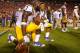 AUBURN, AL - SEPTEMBER 24: Leonard Fournette #7 and Derrius Guice #5 of the LSU Tigers look on as the review the last play of the game against the Auburn Tigers at Jordan-Hare Stadium on September 24, 2016 in Auburn, Alabama. (Photo by Kevin C. Cox/Gett