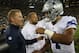 GREEN BAY, WI - OCTOBER 16: Dak Prescott #4 is congratulated by his head coach Jason Garrett of the Dallas Cowboys after defeating the Green Bay Packers at Lambeau Field on October 16, 2016 in Green Bay, Wisconsin. The Dallas Cowboys defeated the Green Ba