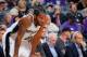 SACRAMENTO, CA - OCTOBER 27: Kawhi Leonard #2 of the San Antonio Spurs looks on against the Sacramento Kings on October 27, 2016 at Goldren 1 Center in Sacramento, California. NOTE TO USER: User expressly acknowledges and agrees that, by downloading and